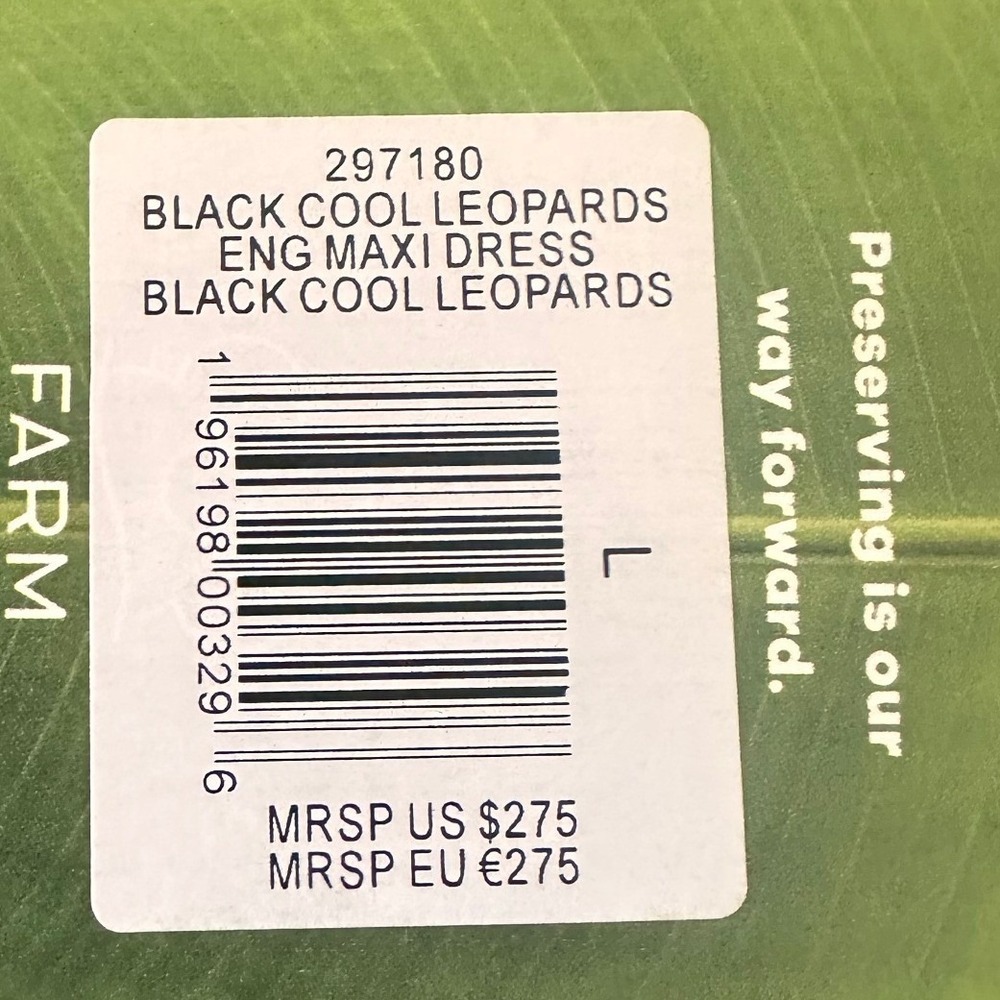 FARM Rio NWT SZ LGE Black Cool Leopards Maxi Dress Black High-Low Puff Sleeve - Picture 8 of 15